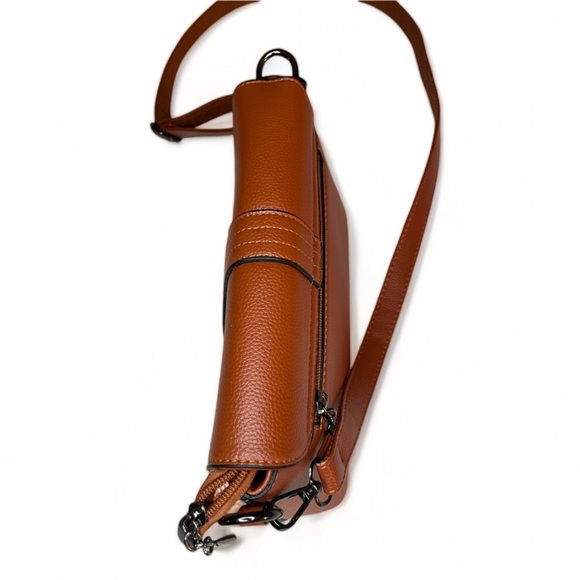 Wingace Small Crossbody Satchel Bag (Orange PU Leather, NWT) - Picture 5 of 7